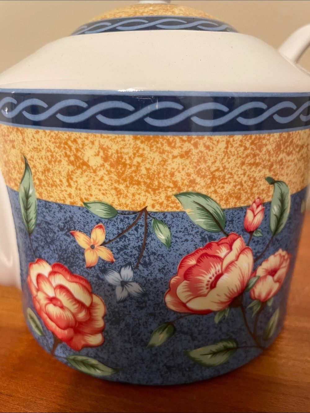 PTS International Genuine Stoneware French Floral Pattern Teapot - Picture 3 of 9